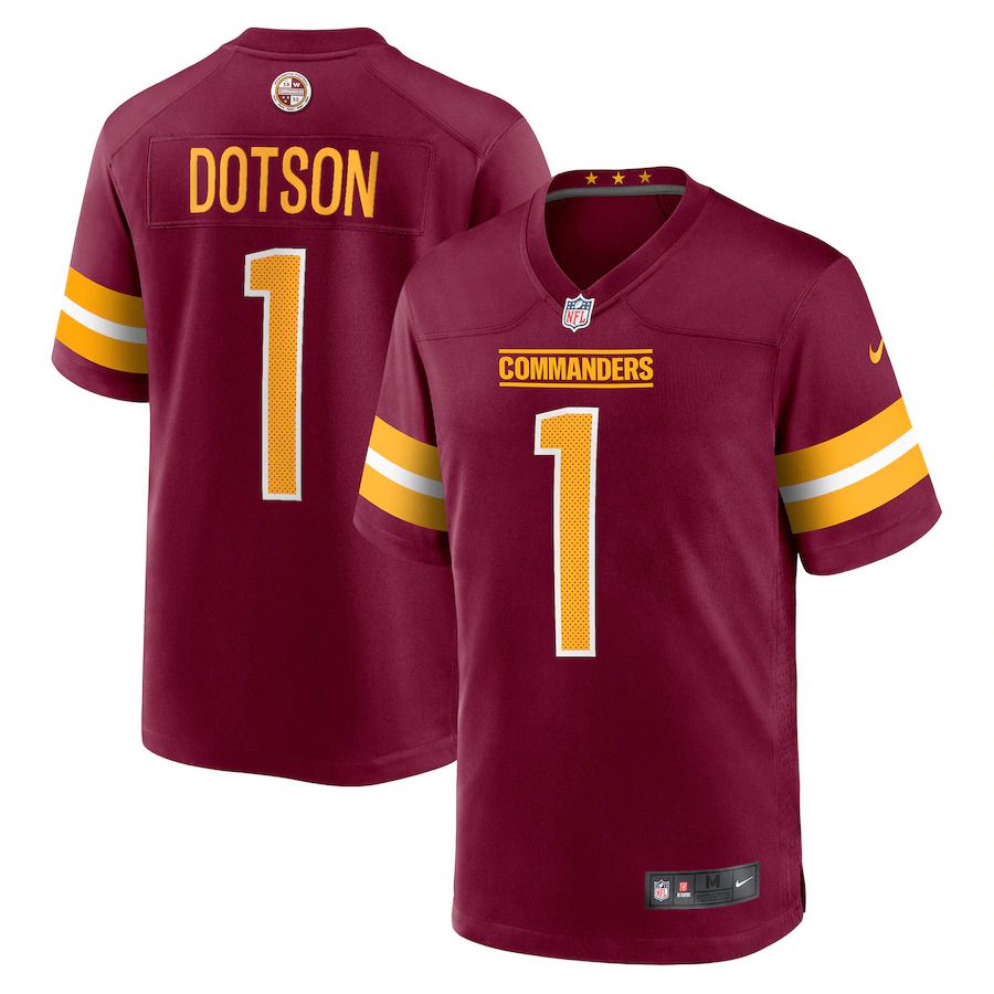 Men Washington Commanders 1 Jahan Dotson Nike Burgundy 2022 NFL Draft First Round Pick Game Jersey